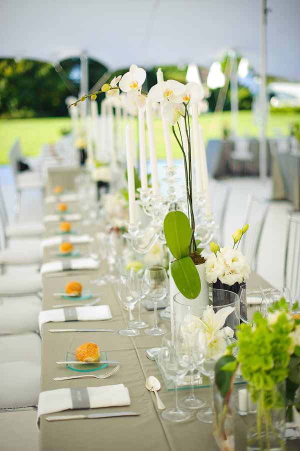 wedding photo by Eric Uys Photography, orchid centerpiece, reception, tabletop